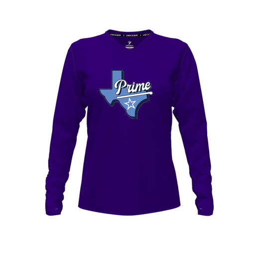 [FTLVCFPP-FYXS-LOGO1] Comfort T-Shirt (Female Youth XS, Purple, V Neck, Logo 1, Long Sleeve)