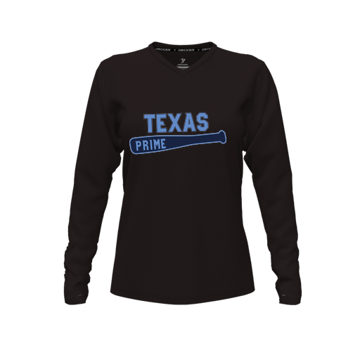 [FTLVPTBK-FYXS-LOGO2] Decker Performance T-Shirt (Female Youth XS, Black, V Neck, Logo 2, Long Sleeve)