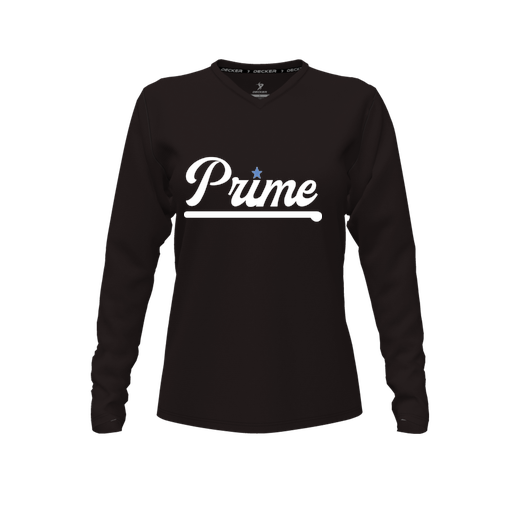 [FTLVPTBK-FYXS-LOGO3] Decker Performance T-Shirt (Female Youth XS, Black, V Neck, Logo 3, Long Sleeve)