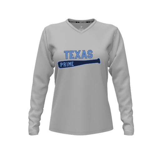 [FTLVPTGY-FYXS-LOGO2] Decker Performance T-Shirt (Female Youth XS, Gray, V Neck, Logo 2, Long Sleeve)