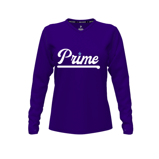 [FTLVPTPP-FYXS-LOGO3] Decker Performance T-Shirt (Female Youth XS, Purple, V Neck, Logo 3, Long Sleeve)