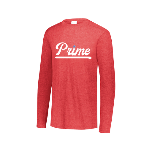 [3075.V96.XS-LOGO3] Decker Men's Tri-Blend T-Shirt - Long Sleeve (Adult XS, Red, Logo 3)