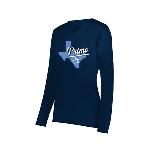 [222824.065.S-LOGO1] Ladies LS Smooth Sport Shirt (Female Adult S, Navy, Logo 1)
